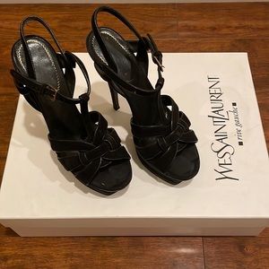 YSL black suede high heels shoes authentic
